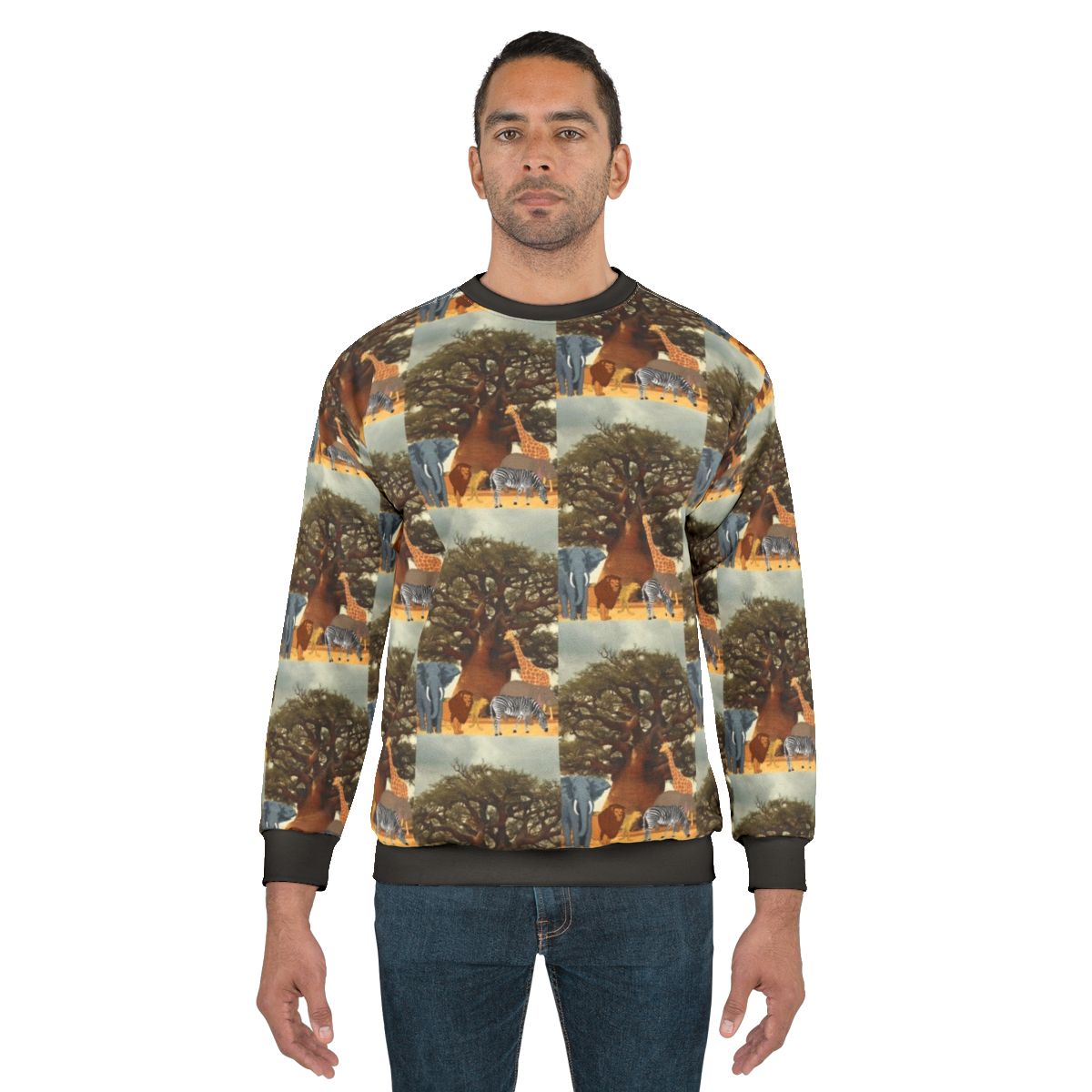 Boabab tree with wildlife, eco-friendly sweatshirt