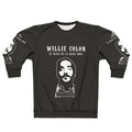 Willie Colón, the Salsa Master, wearing a sweatshirt