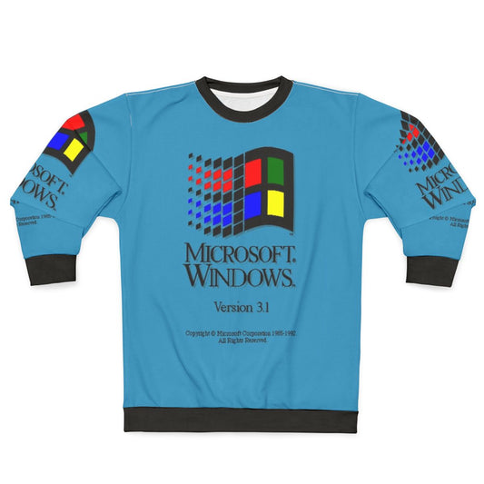 Vintage Windows 3.1 logo on a gray sweatshirt