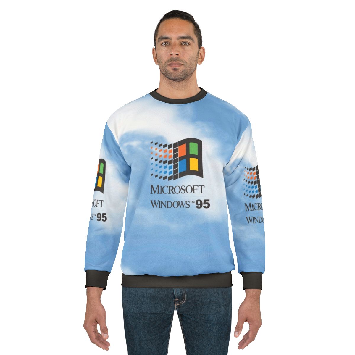 Retro Windows 95 & 98 logo sweatshirt in classic sky blue aesthetic