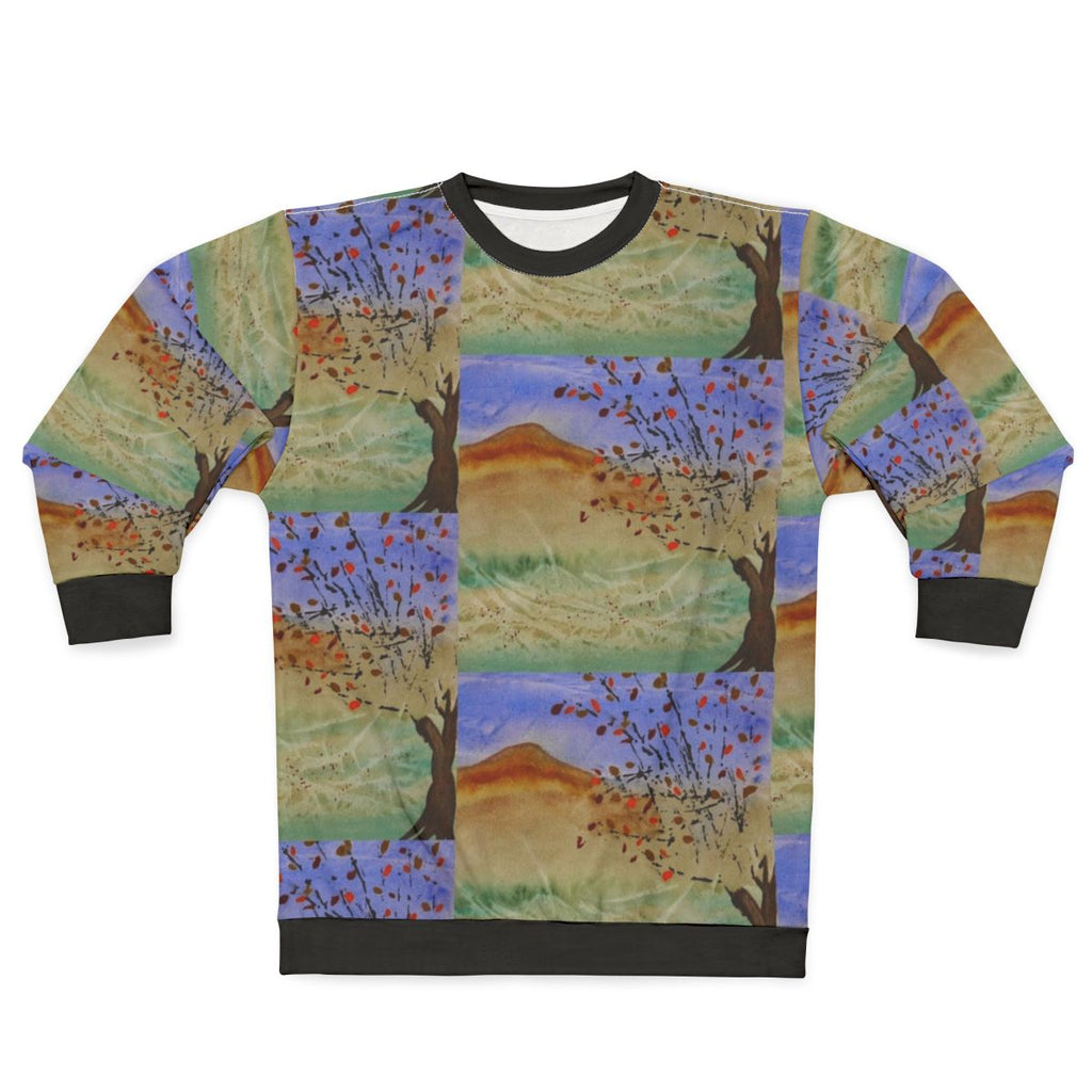 Windswept sweatshirt in natural landscape