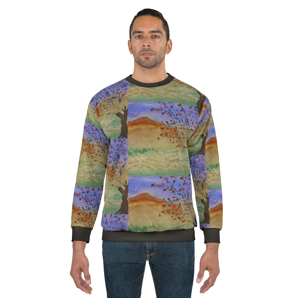 Windswept sweatshirt in natural landscape
