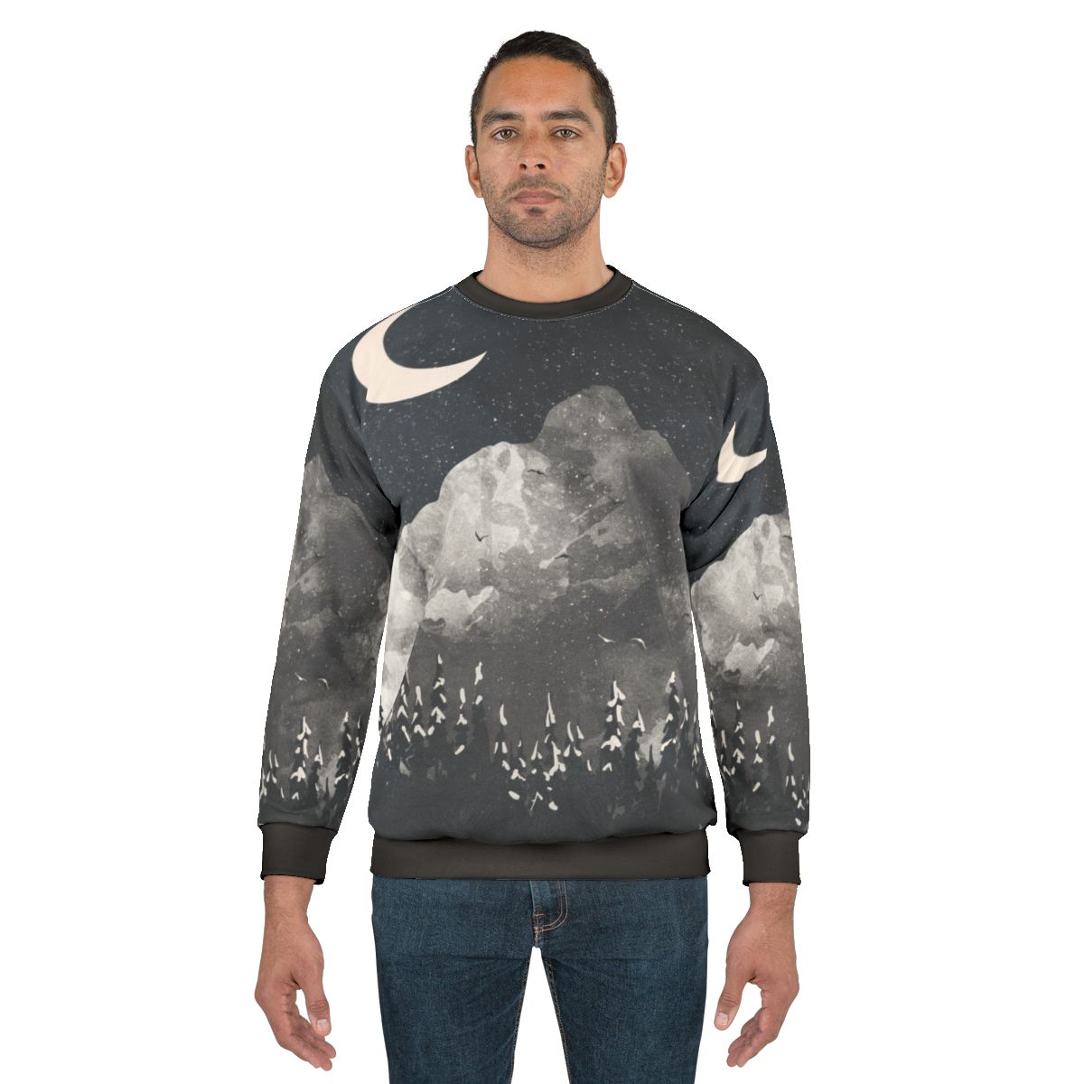 Cozy wolf winter sweatshirt with nature design