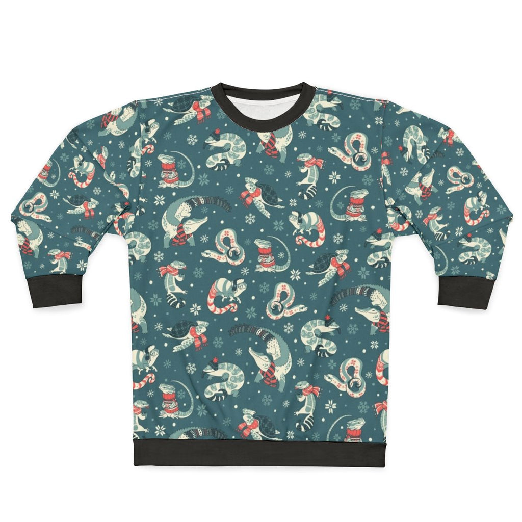 Dark blue sweatshirt with winter herp pattern design