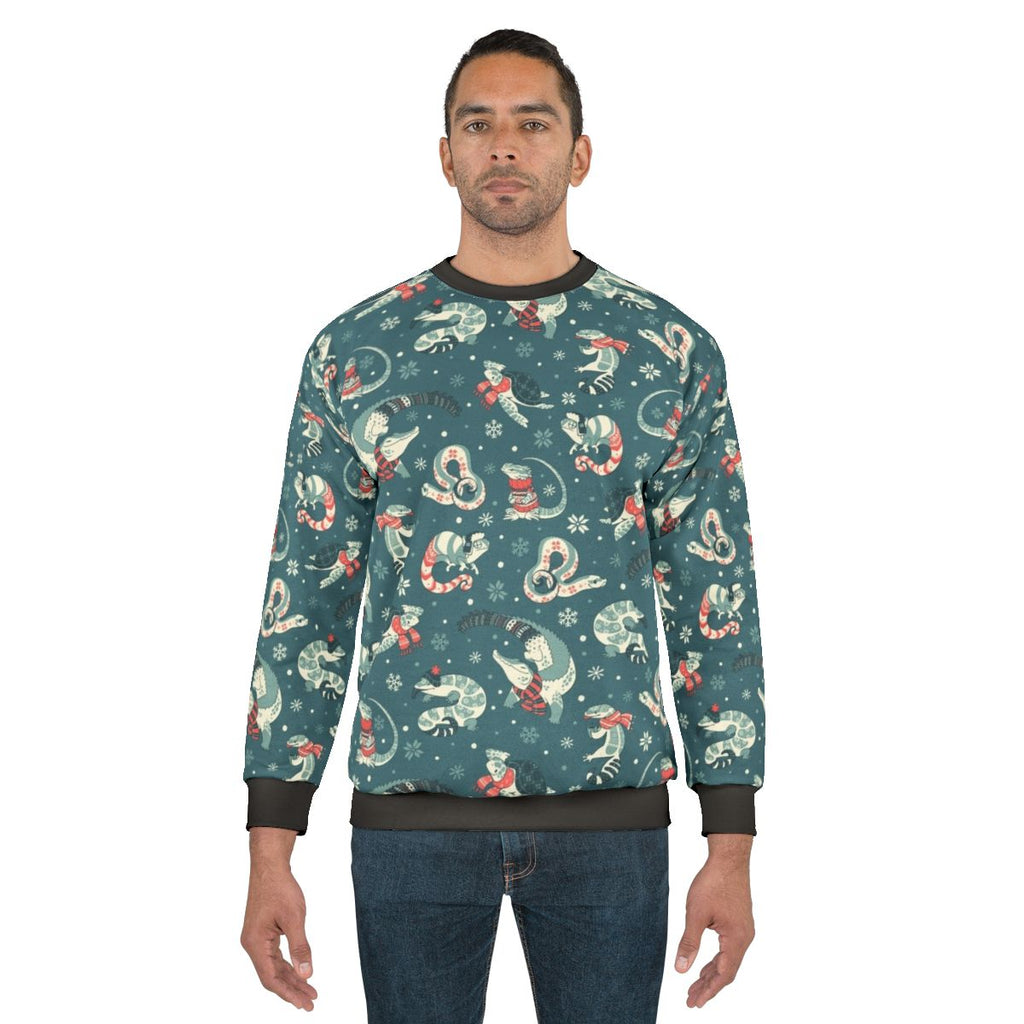 Dark blue sweatshirt with winter herp pattern design