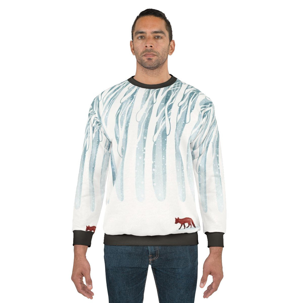 Cozy winter storm sweatshirt with nature and wildlife design