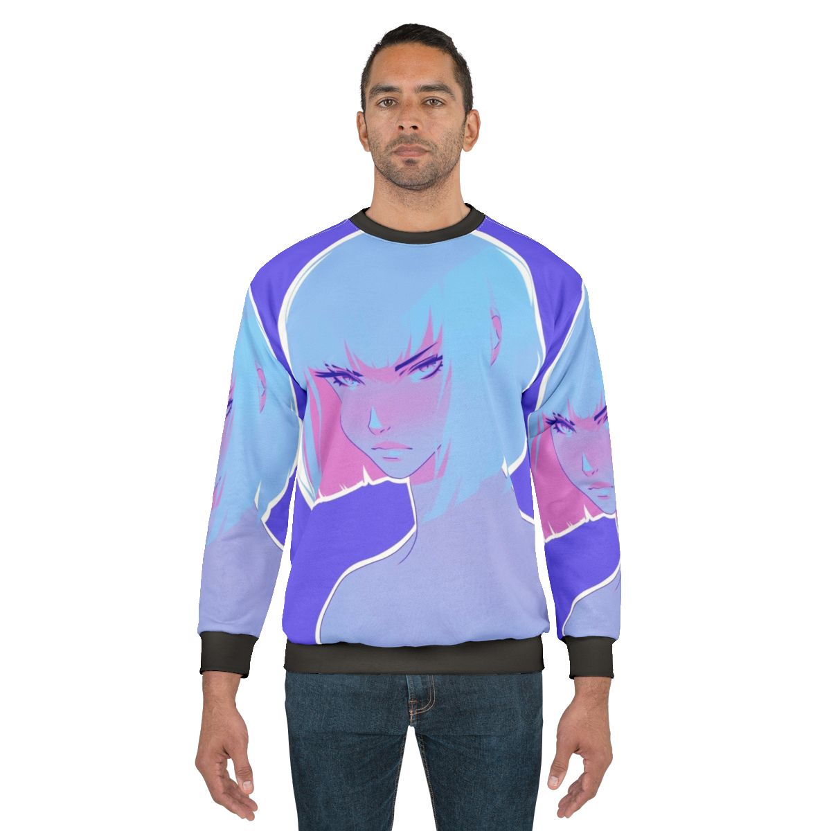 Cozy winter sweatshirt with a kawaii Japanese-inspired graphic design