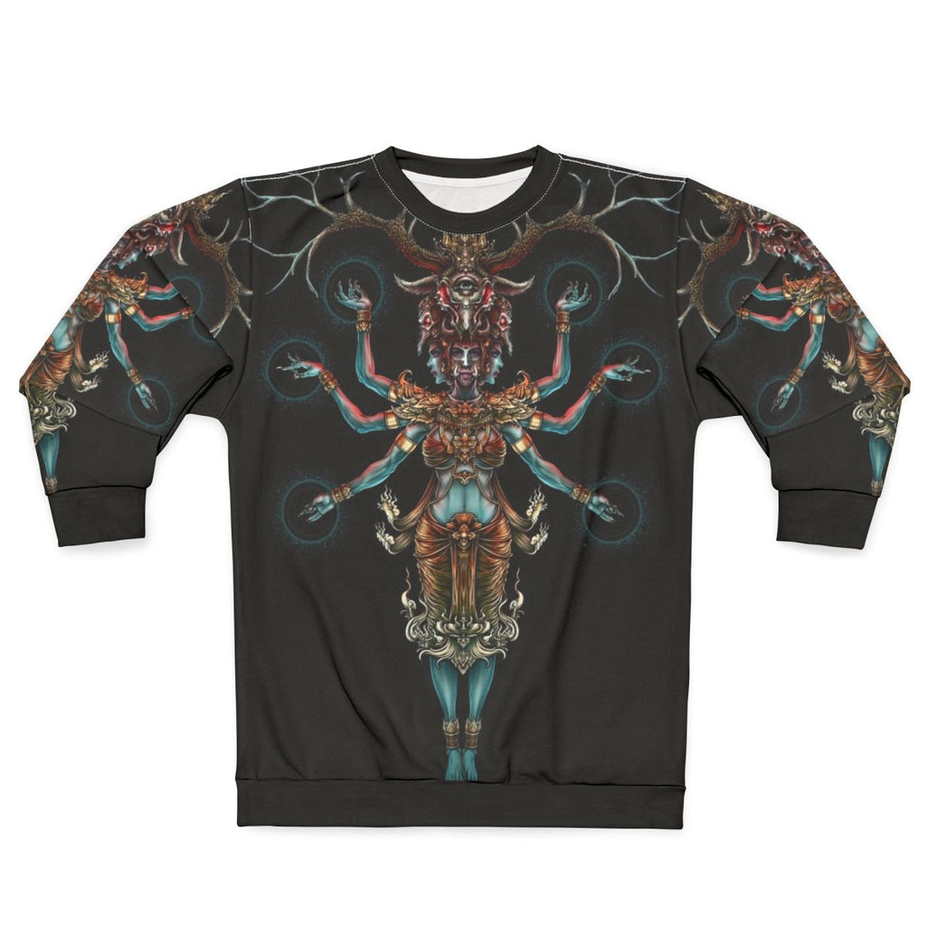 Dark Winya No 141 Yak Sweatshirt with Thai Culture Inspired Graphic Design