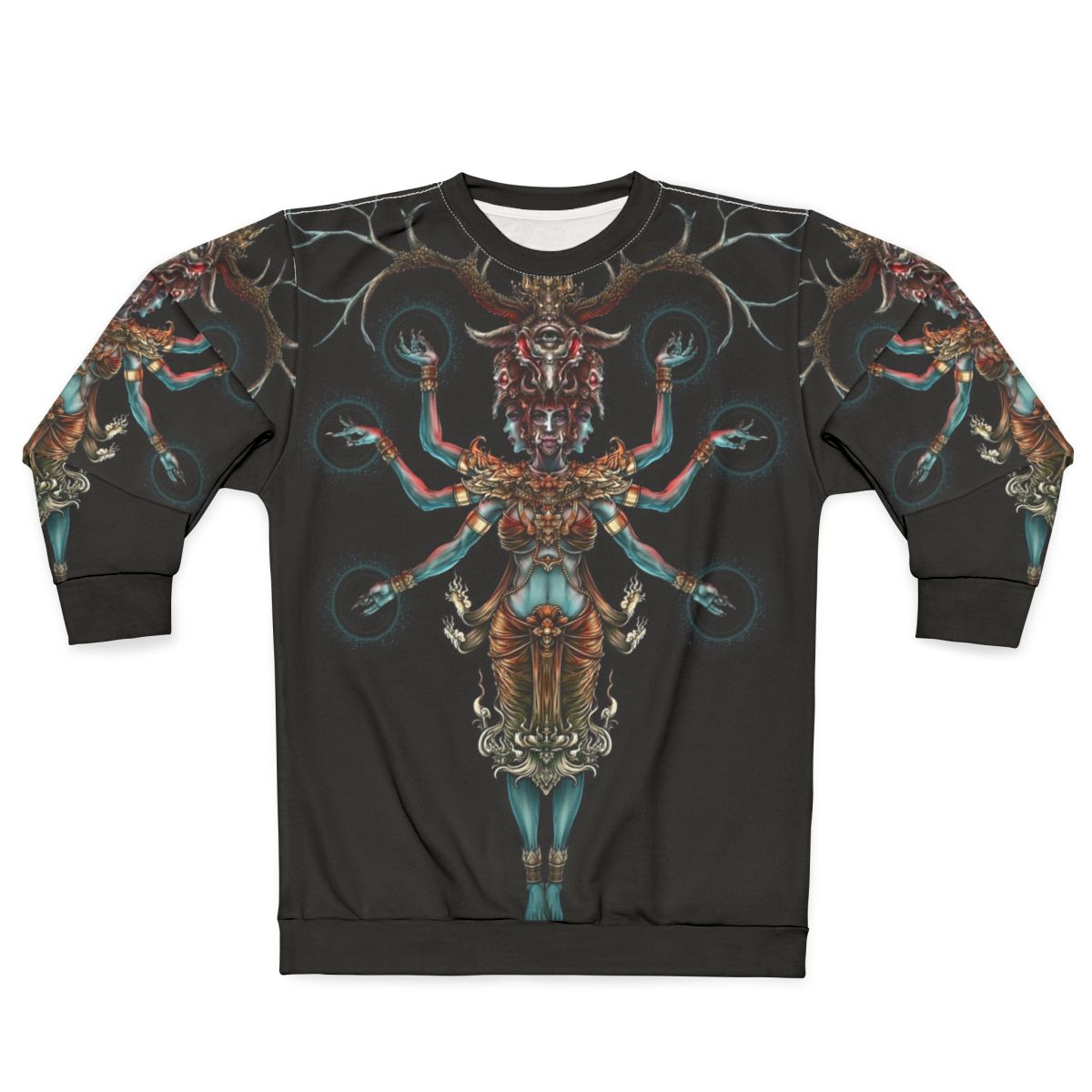 Dark Winya No 141 Yak Sweatshirt with Thai Culture Inspired Graphic Design
