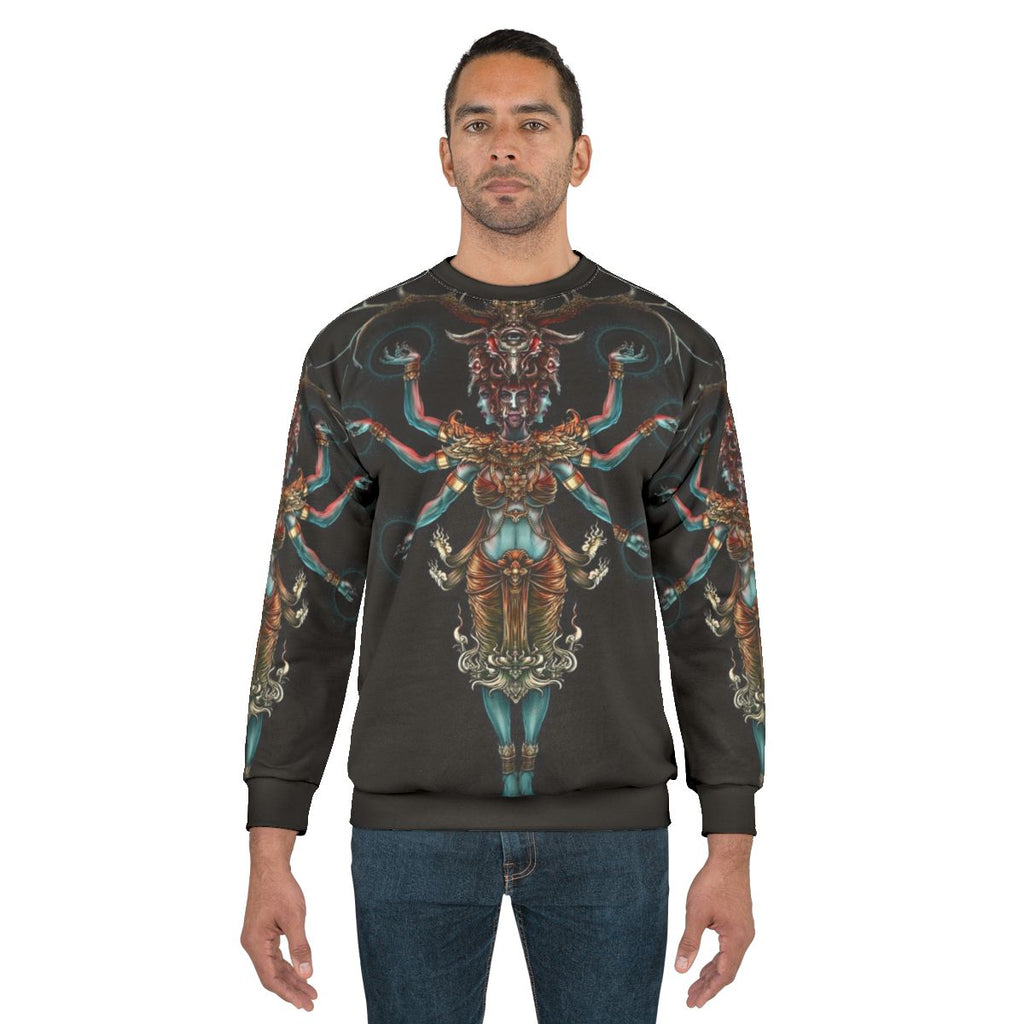 Dark Winya No 141 Yak Sweatshirt with Thai Culture Inspired Graphic Design