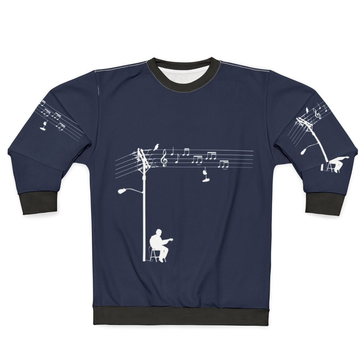 Wired Sound White Sweatshirt with Music Themed Graphic Design