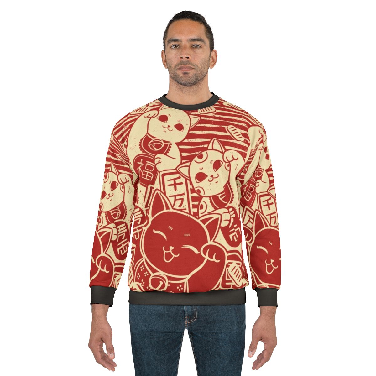 Maneki Neko Japanese Lucky Cat Sweatshirt