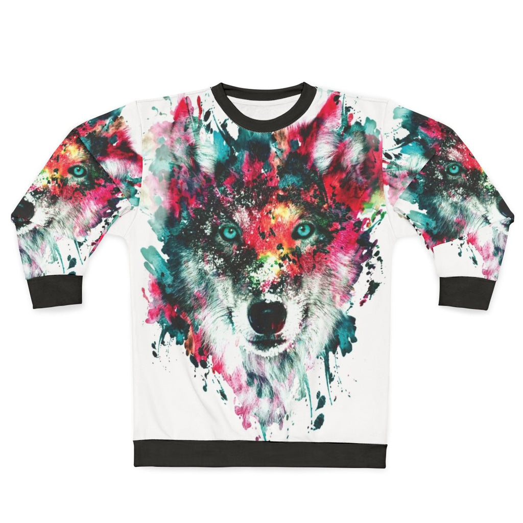 Vibrant wolf abstract design sweatshirt