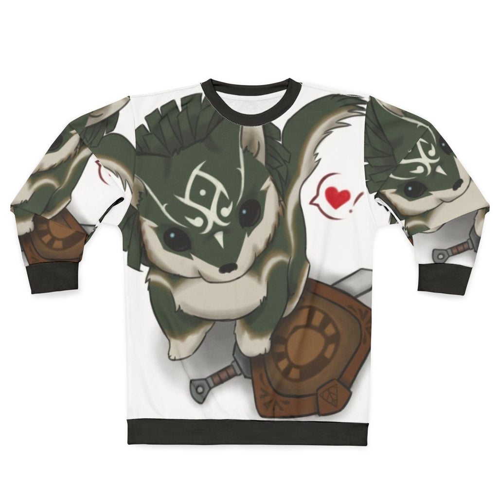 Cozy wolf link zelda inspired sweatshirt with kawaii animal print