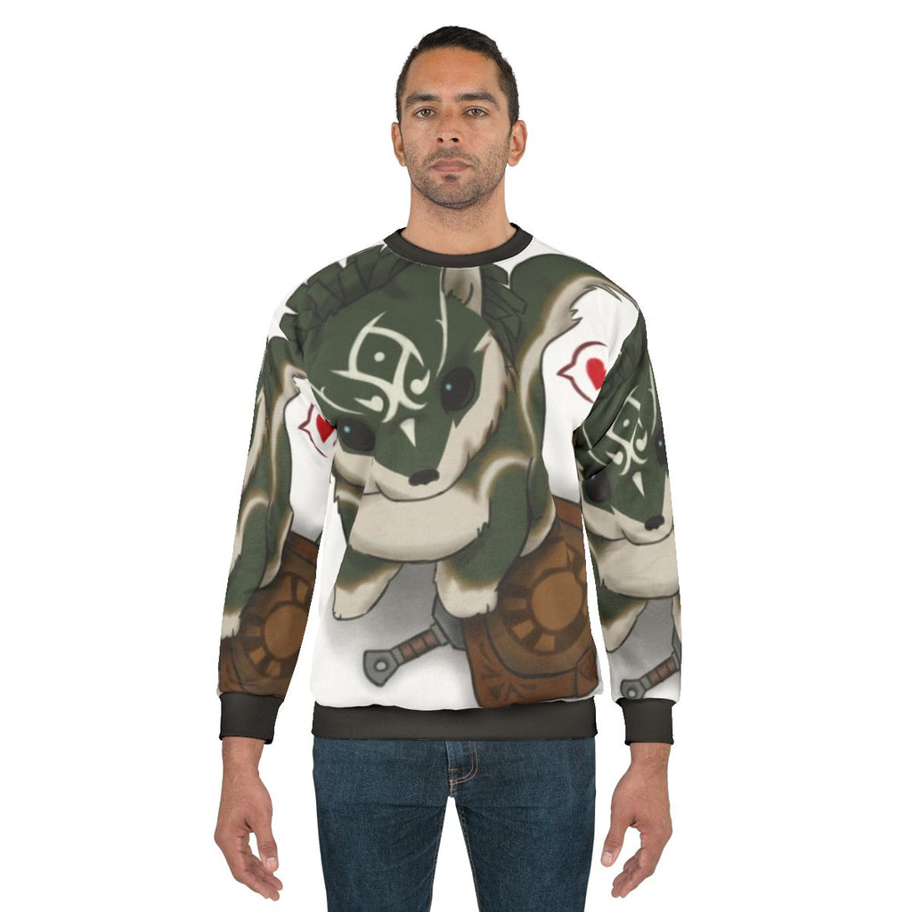 Cozy wolf link zelda inspired sweatshirt with kawaii animal print