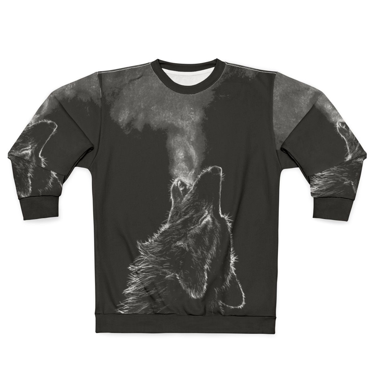 Stylish wolf sweatshirt with a howling wolf design