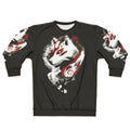 Wolf Sweatshirt with Japanese-Inspired Nature Graphic