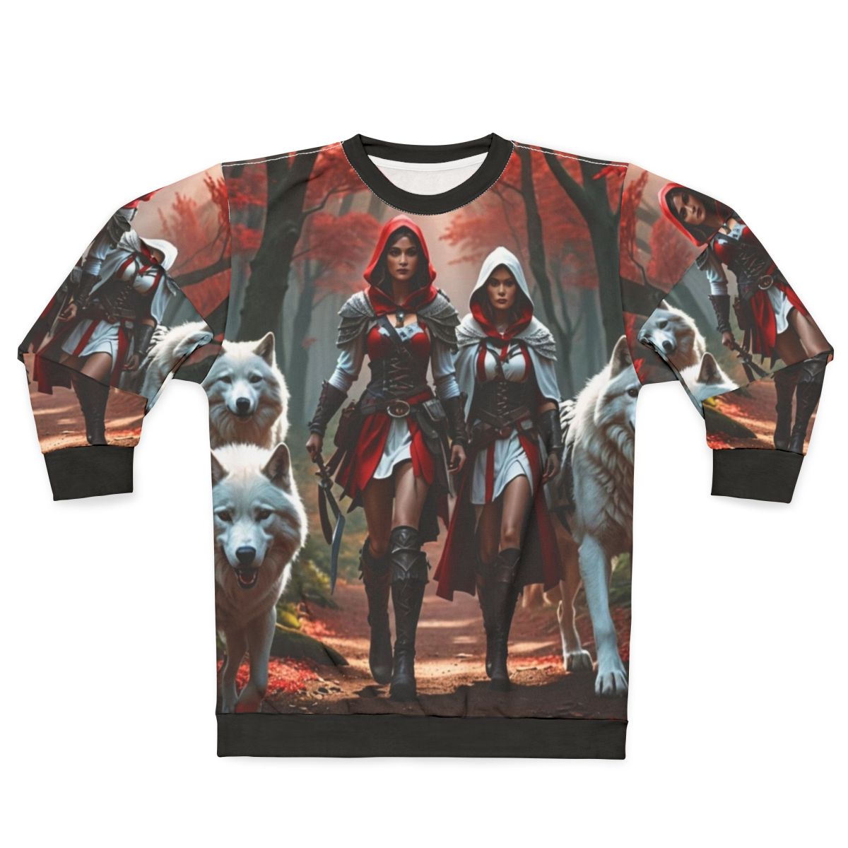 Women's wolf-themed sweatshirt for outdoor enthusiasts