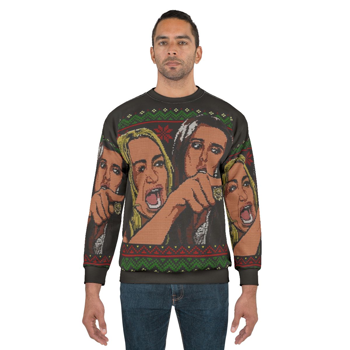 Woman Yelling At Cat Meme Ugly Christmas Sweatshirt