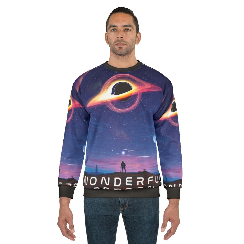 Wonderful person sweatshirt with motivational astronomy and black hole design