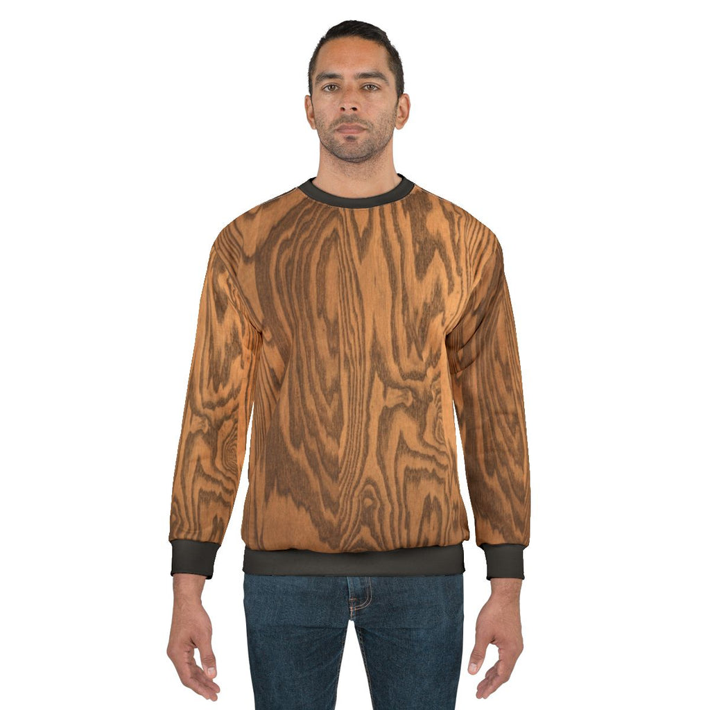 Wood grain sweatshirt with natural timber texture
