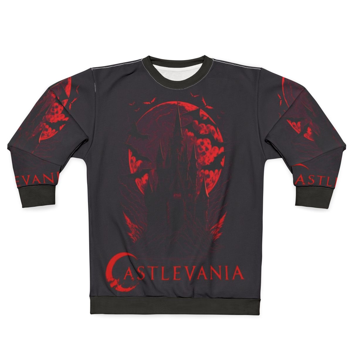 Castlevania Netflix Sweatshirt featuring Belmont family crest and characters