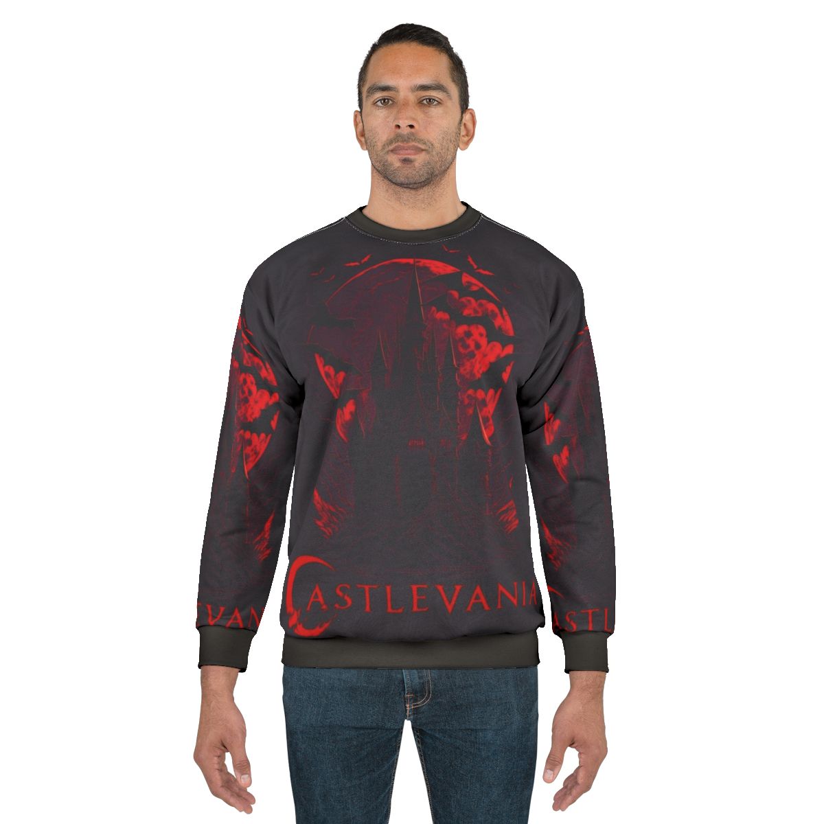 Castlevania Netflix Sweatshirt featuring Belmont family crest and characters
