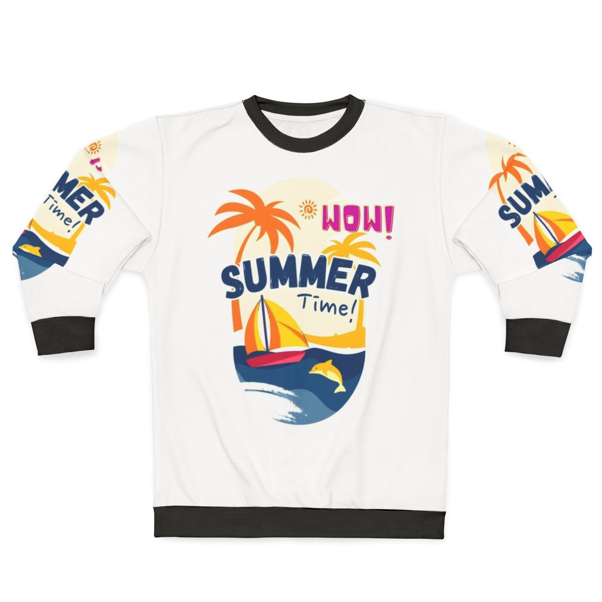 Wow Summer Time Casual Sweatshirt with Trendy Graphic Design