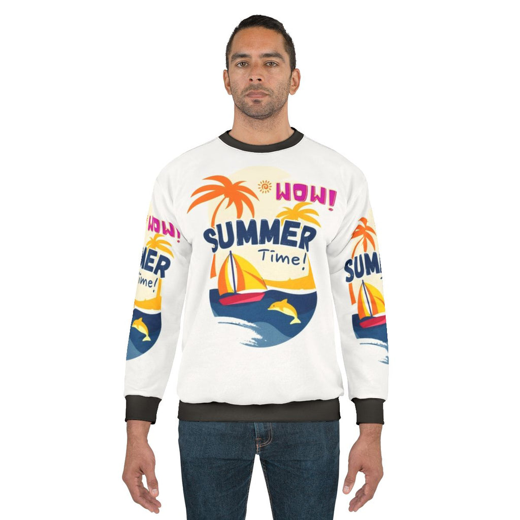 Wow Summer Time Casual Sweatshirt with Trendy Graphic Design
