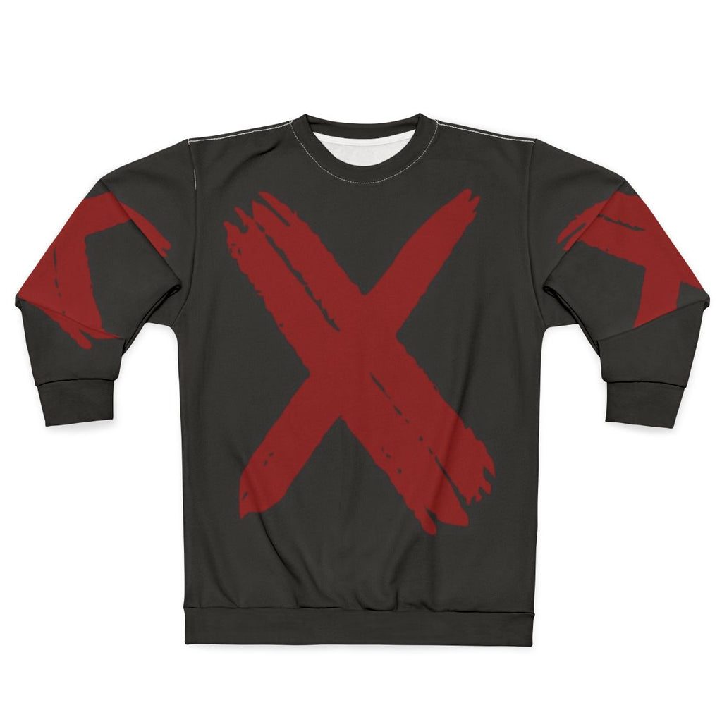 Red Cross charity sweatshirt with medical symbol graphic