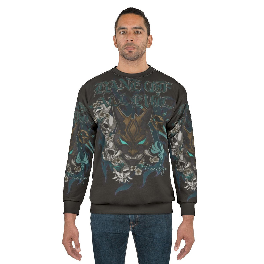 Genshin Impact Metal Sweatshirt with Xiao, Venti, Zhongli, Diluc, and Kaeya Designs