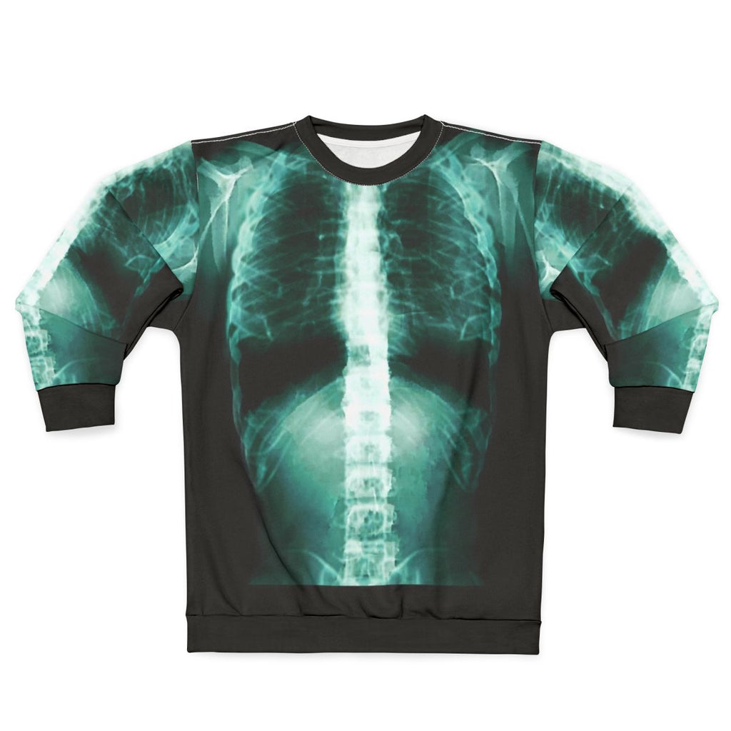 Anatomical x-ray graphic sweatshirt showcasing the human skeleton