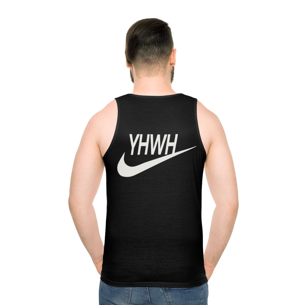 YHWH sports logo Christian unisex tank top
