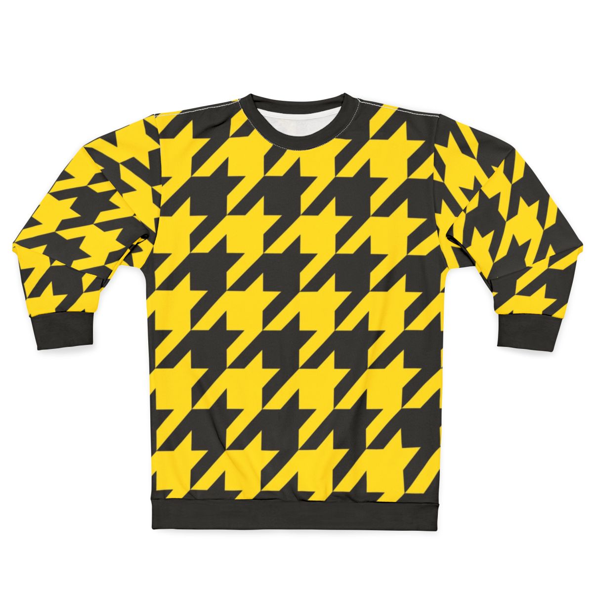Oversized black and yellow houndstooth sweatshirt