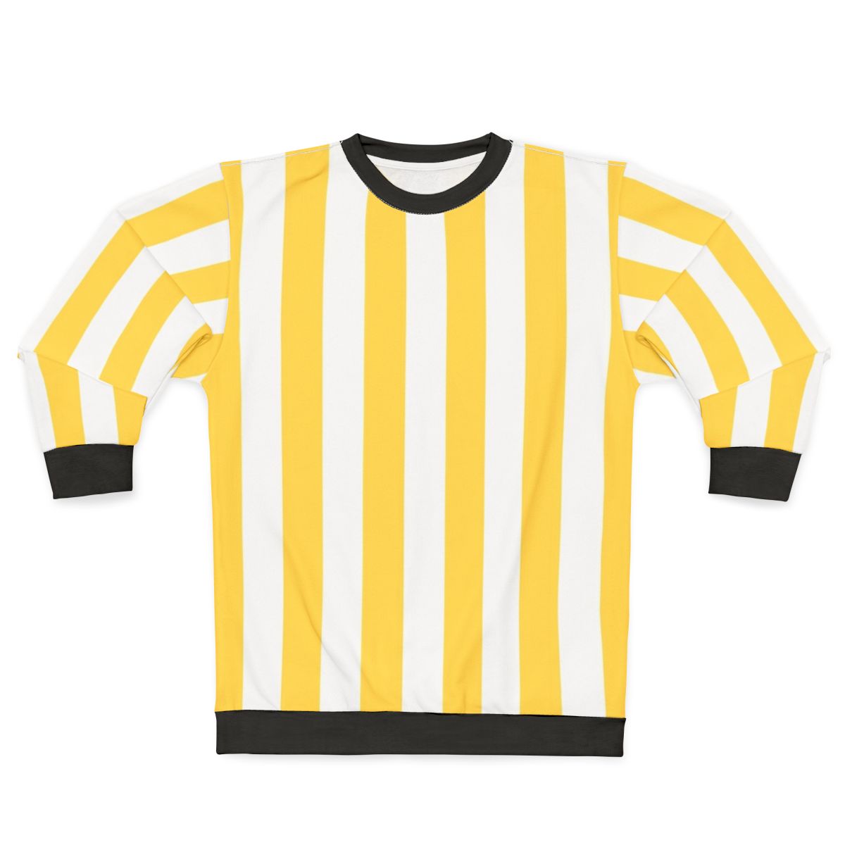 Vintage-style yellow and white vertical stripes sweatshirt