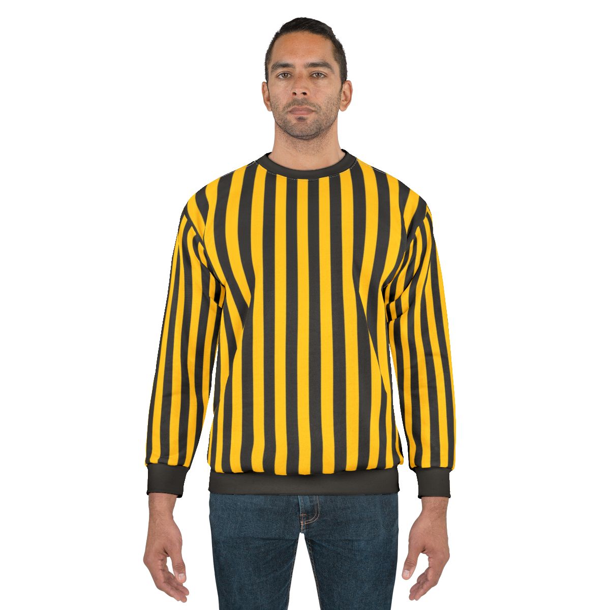 Yellow and black striped pattern sweatshirt