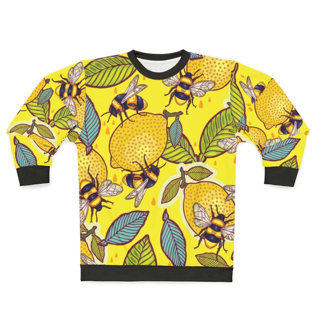 Colorful yellow lemon and bee garden sweatshirt