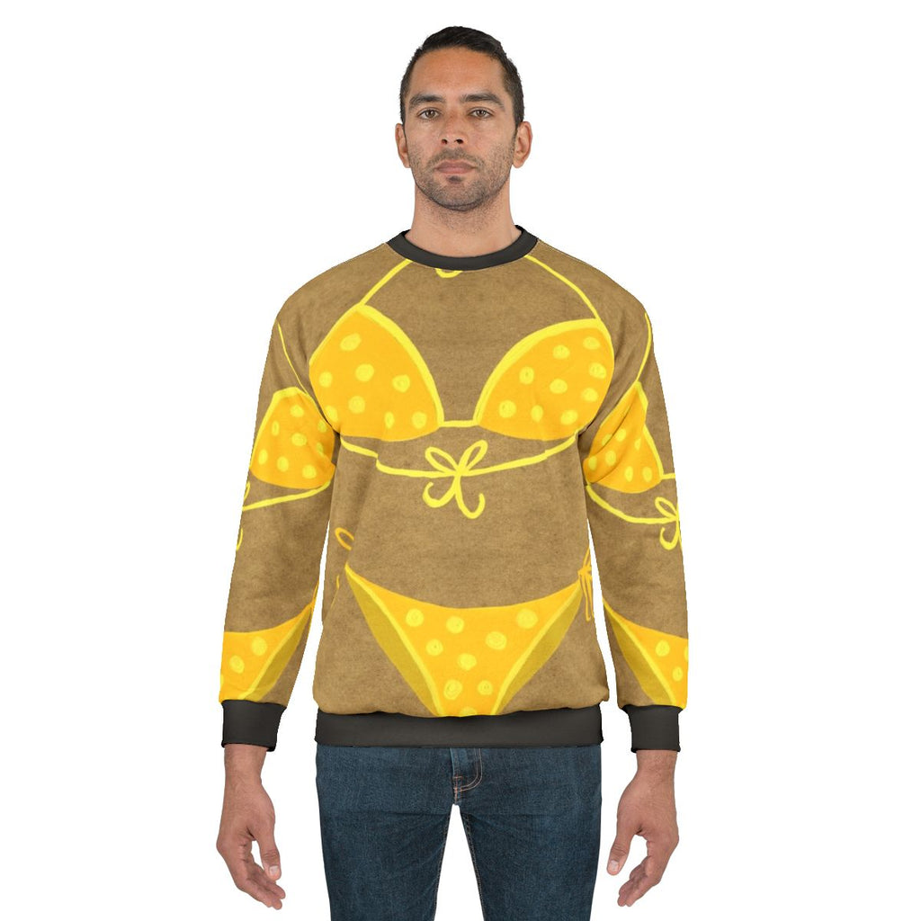 Yellow polka dot sweatshirt with vintage-inspired design