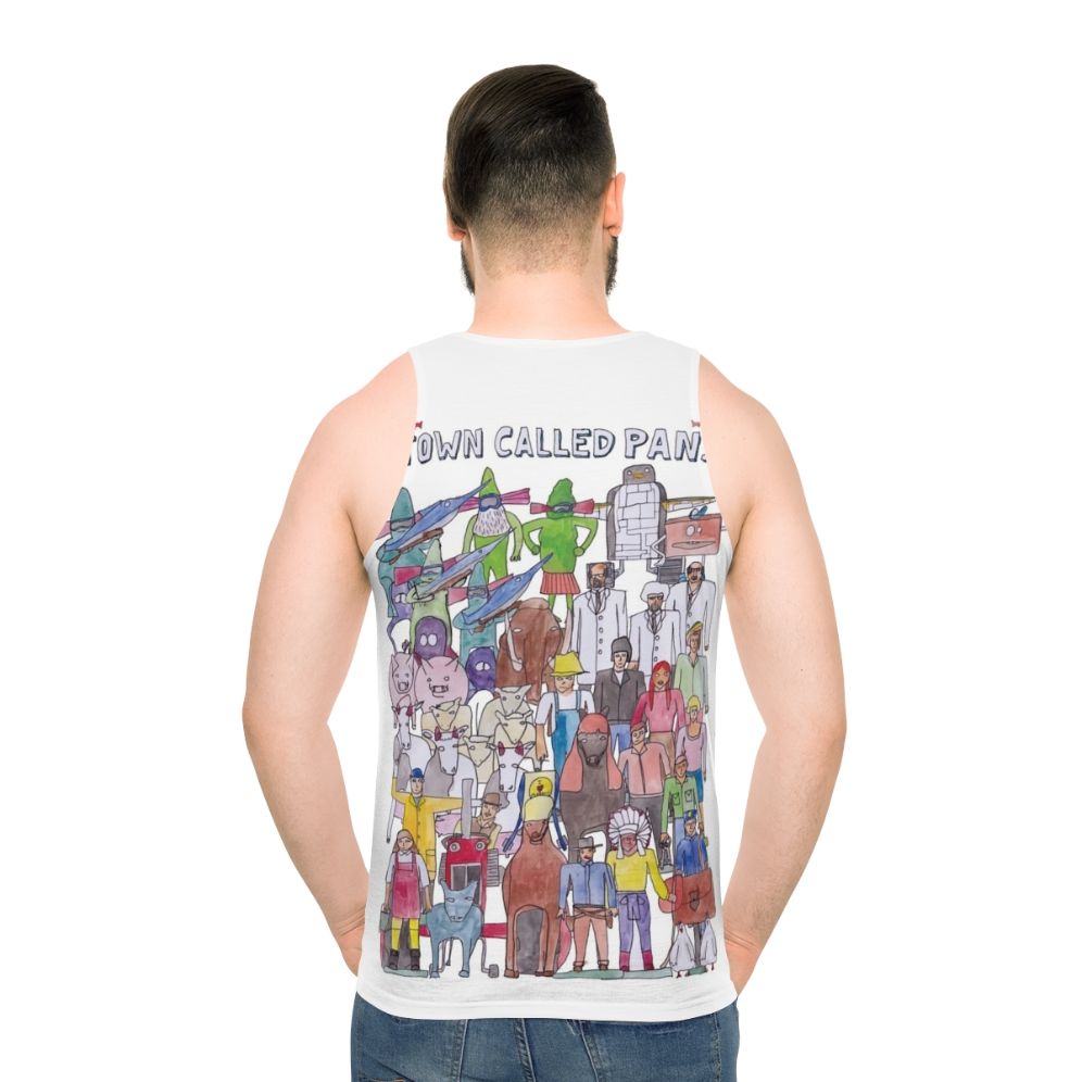 "A Town Called Panic" unisex tank top with stop motion animation characters