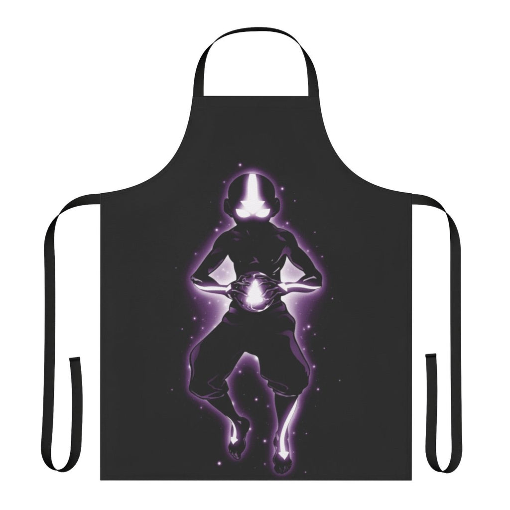 Aang-inspired apron featuring the Avatar's iconic air element symbol and meditation pose