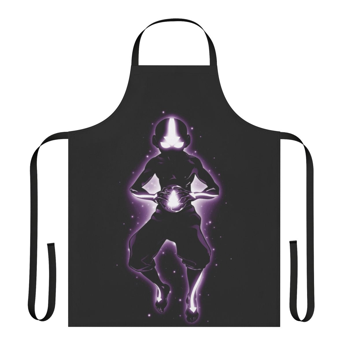 Aang-inspired apron featuring the Avatar's iconic air element symbol and meditation pose