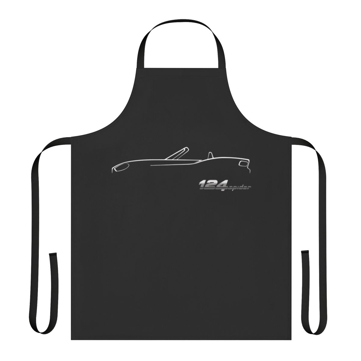 Abarth 124 Spider profile design printed on an apron for car enthusiasts
