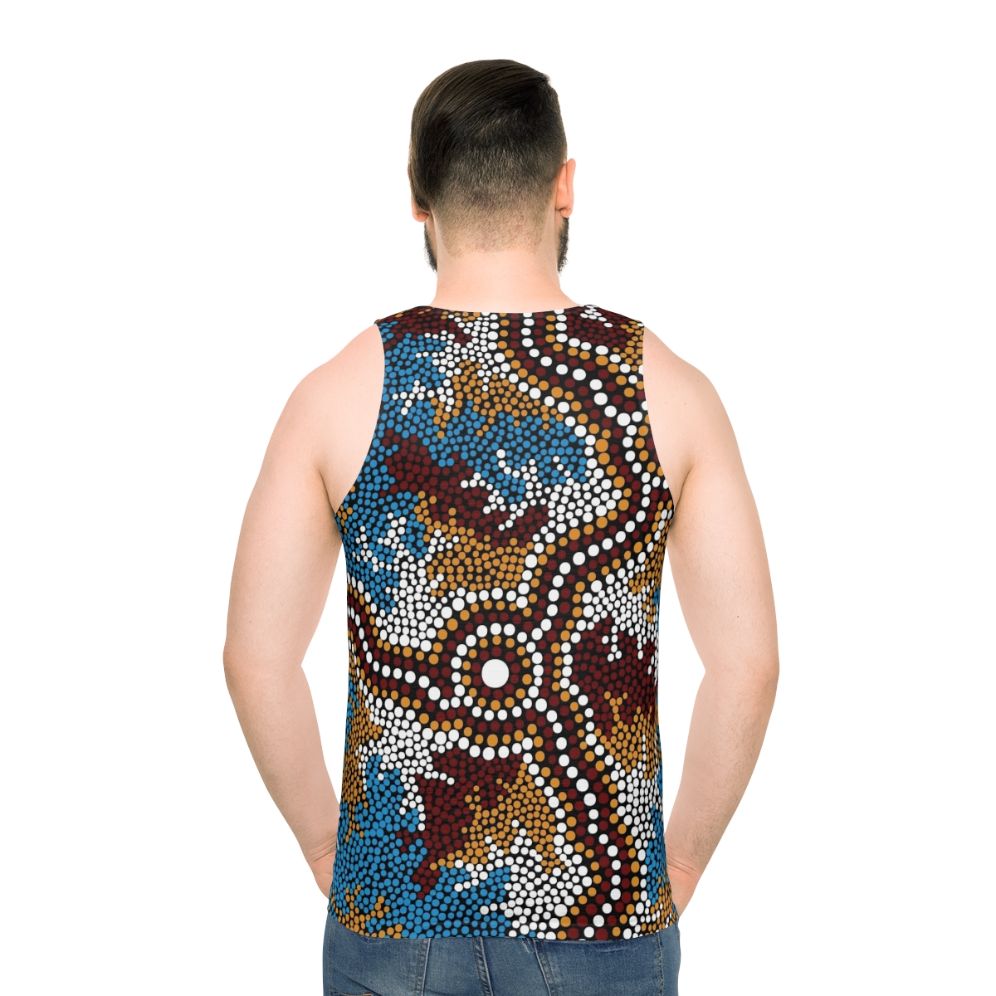 Unisex Tank Top with Aboriginal Art Depicting Wetland Dreaming