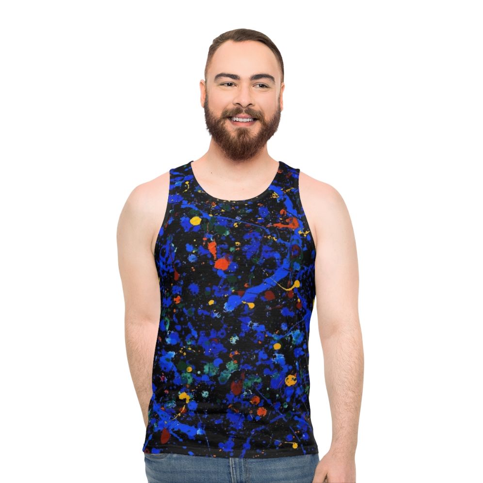 Abstract 909 Unisex Tank Top with Pollock-Inspired Art