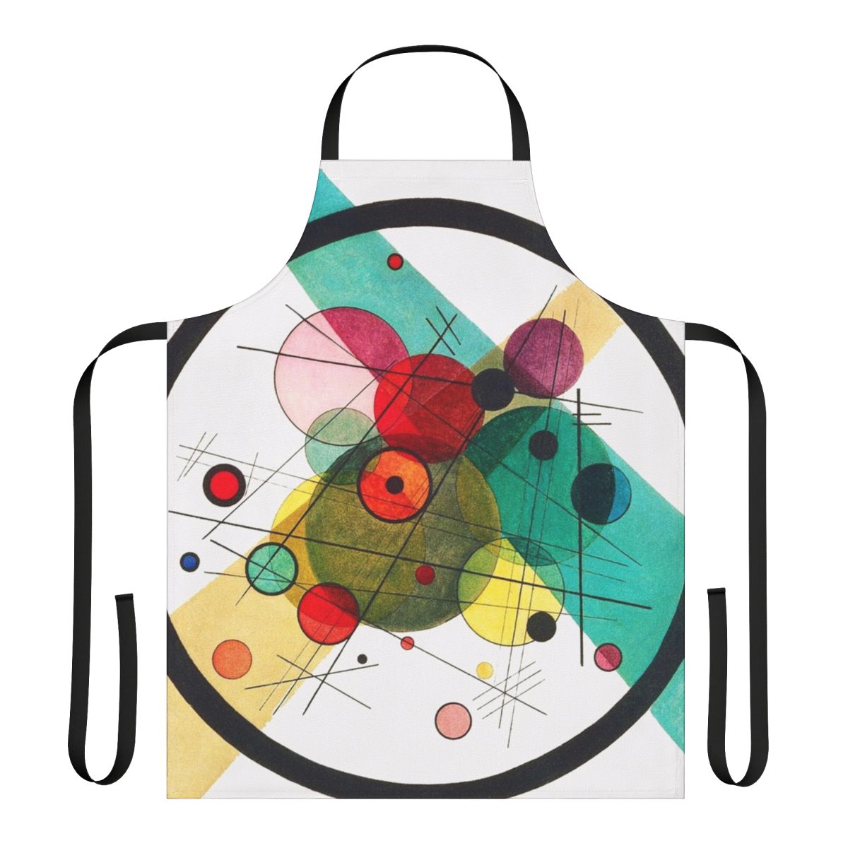 Abstract circles design art apron featuring Kandinsky's style