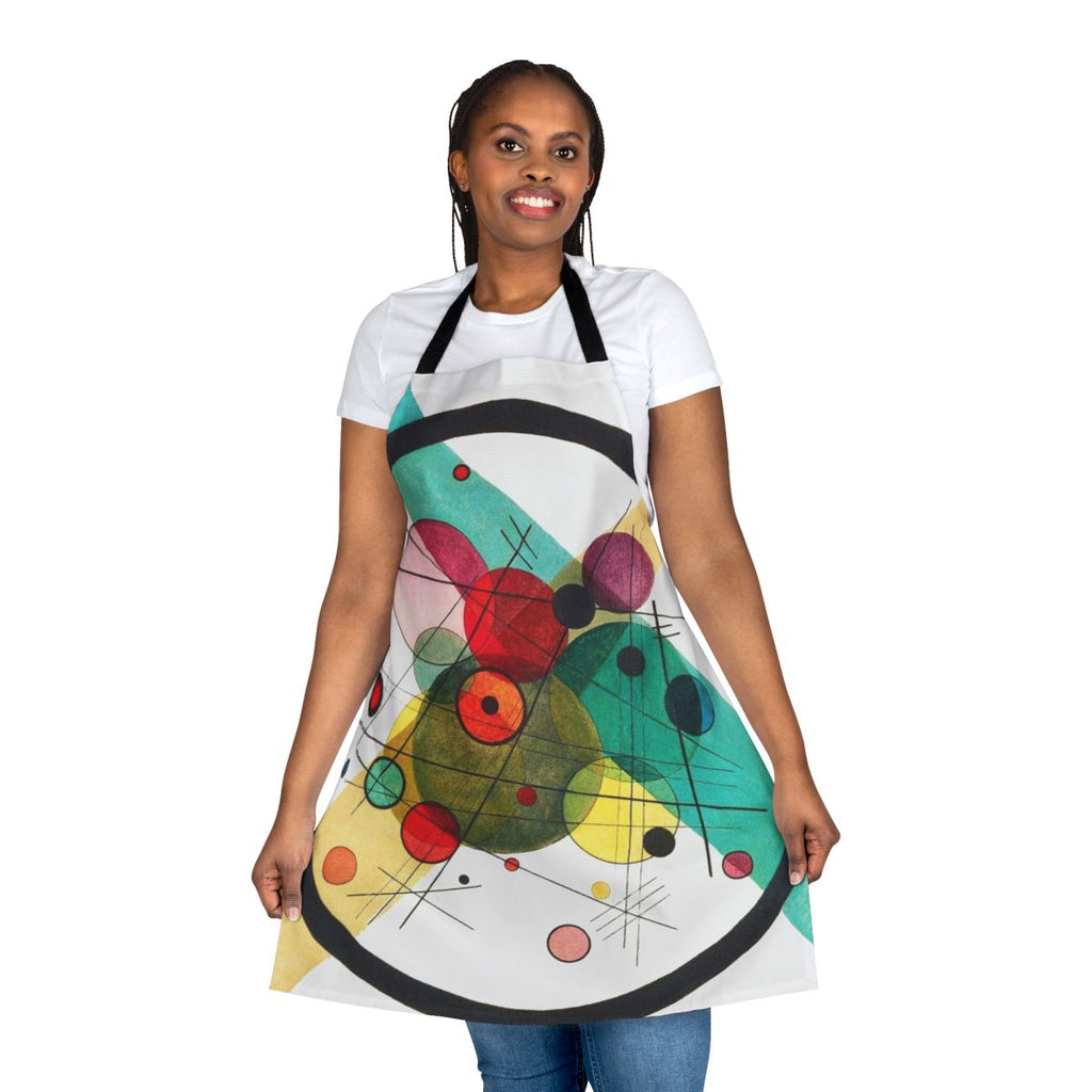 Abstract circles design art apron featuring Kandinsky's style