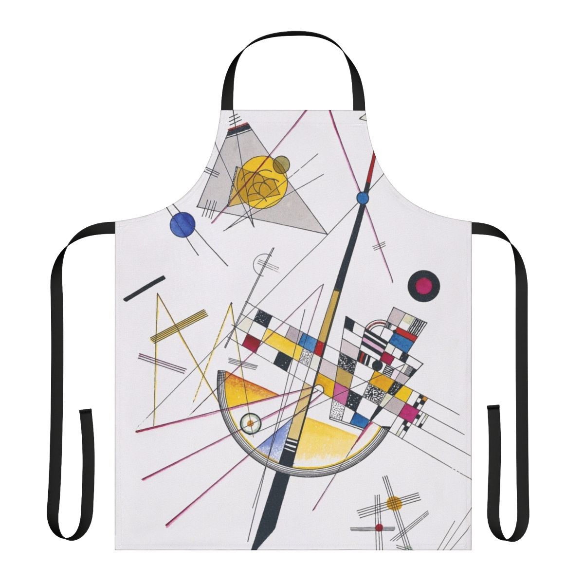 Colorful abstract apron featuring Wassily Kandinsky's "Delicate Tension" design