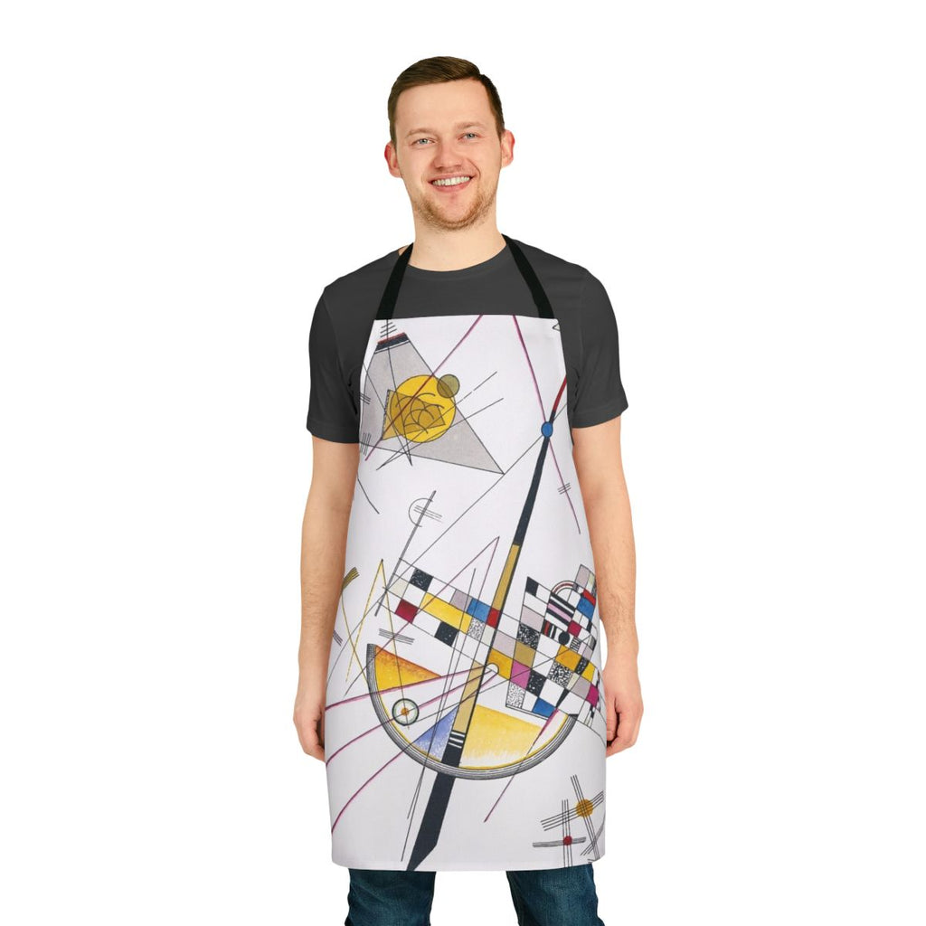 Colorful abstract apron featuring Wassily Kandinsky's "Delicate Tension" design