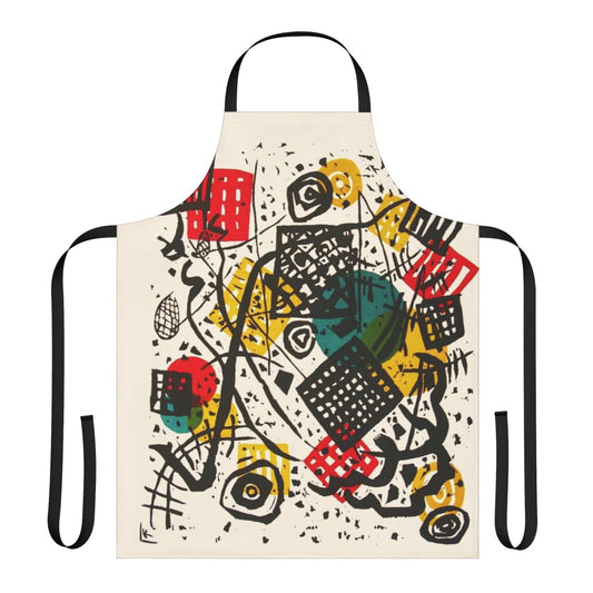 Abstract art apron featuring Wassily Kandinsky's "Small Worlds V" design