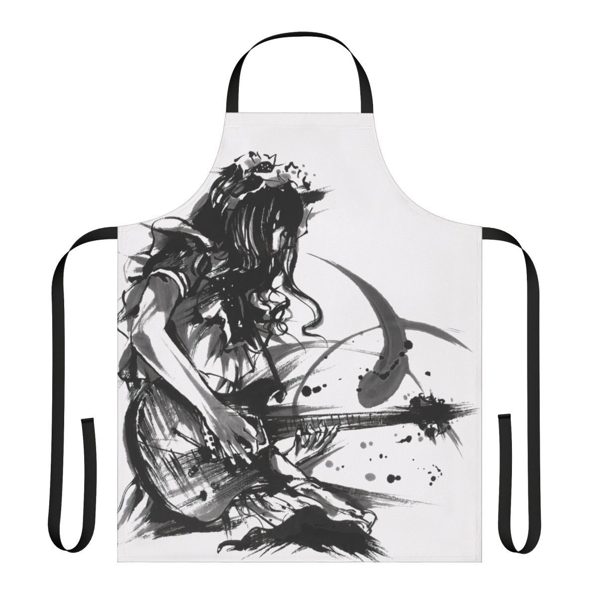 Abstract blue and black painting design on an apron